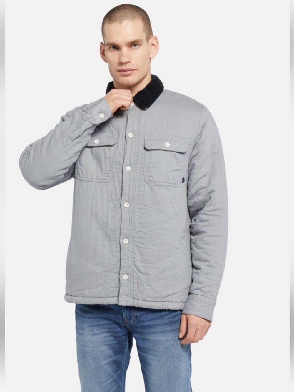 Hollister Gray Jacket with Black Sherpa Lining